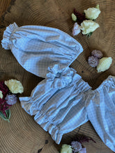 Load image into Gallery viewer, the baby blue gingham augustine blouse