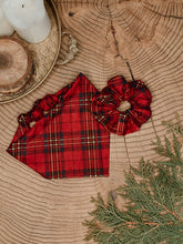 Load image into Gallery viewer, the winter plaid bandana + scrunchie set