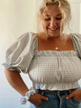 Load image into Gallery viewer, the baby blue gingham augustine blouse
