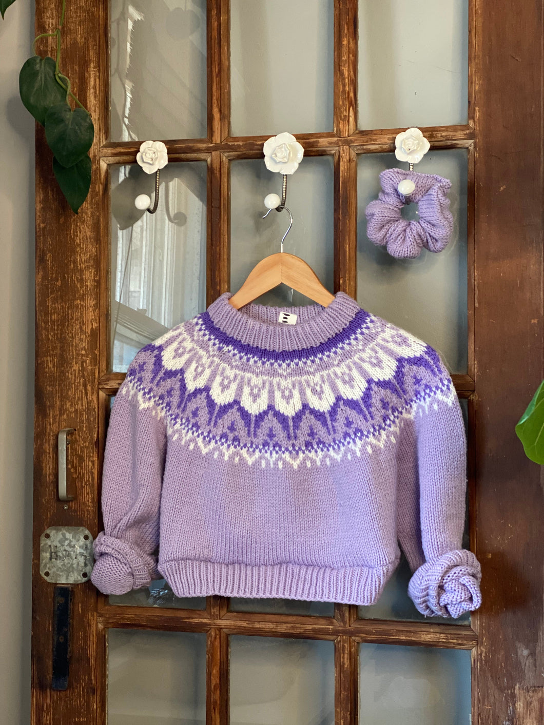 the petite lavender fair isle sweater